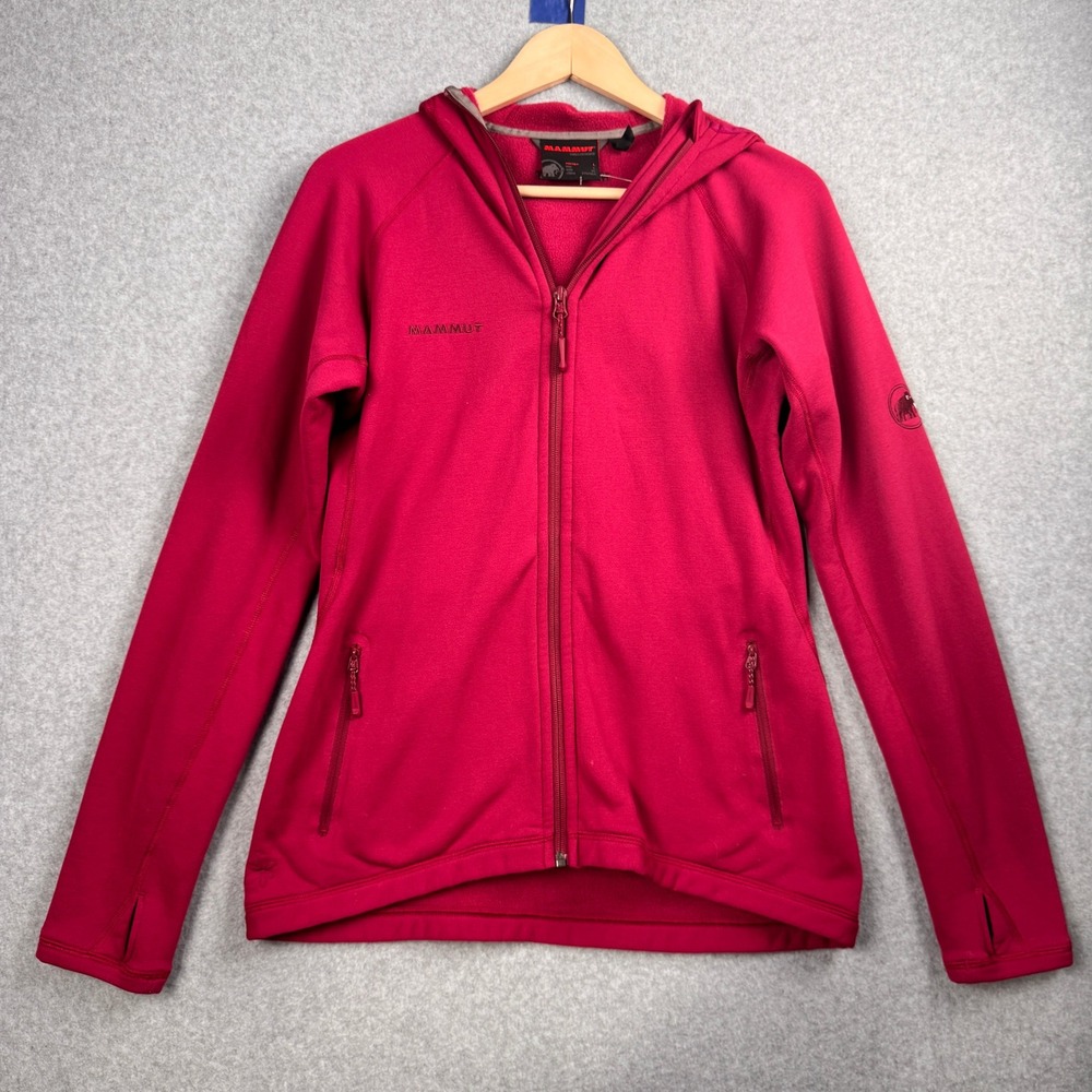 Mammut Hoodie Womens Large Pink Zip Sweatshirt Hiking Fleece‎ Lined Performance